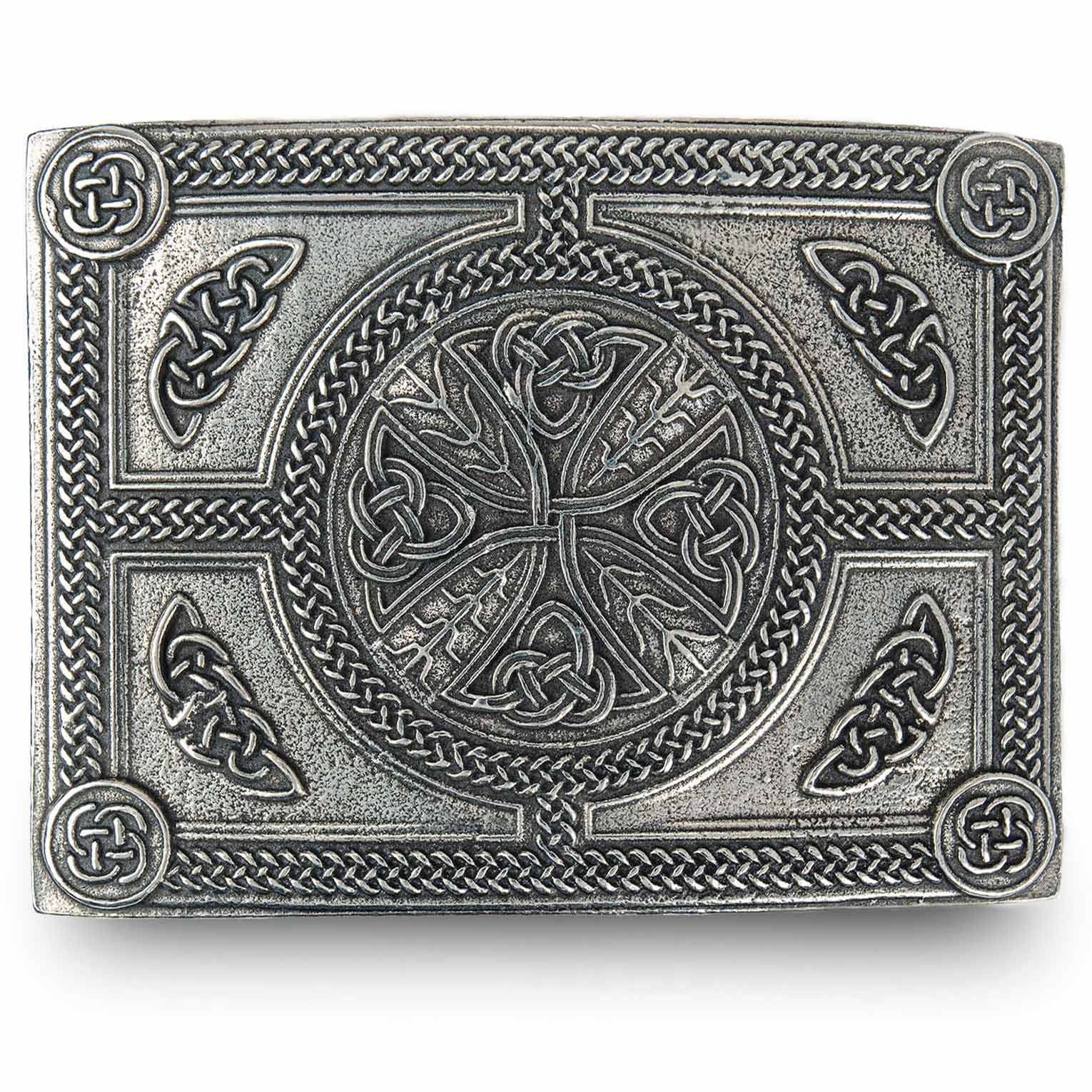 Hawaiian Koa & Celtic Cross Engraving Belt Buckle