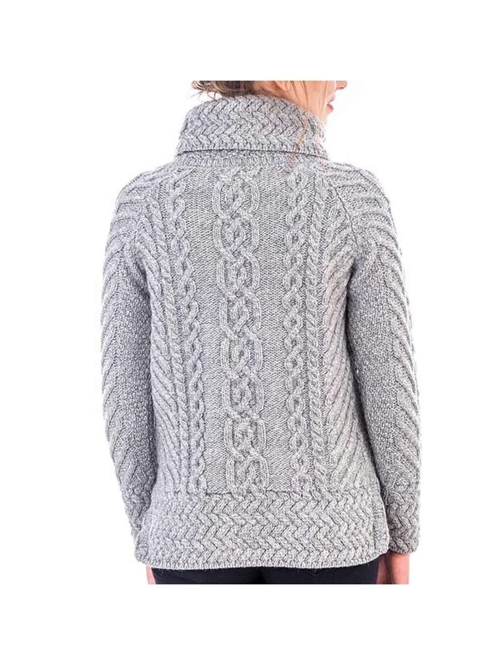 Cowl Neck Cable Knit Aran Sweater